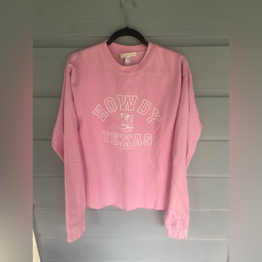 Love Shack Fancy Pink Howdy Texas Sweatshirt - large